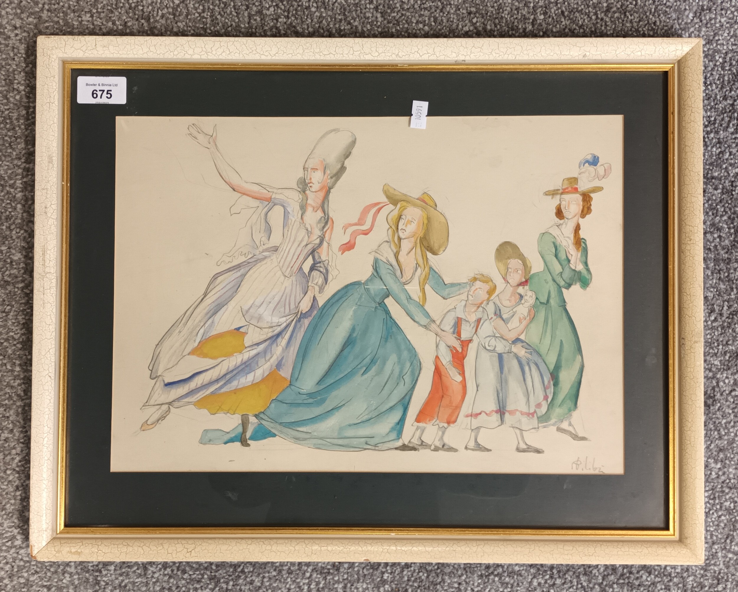 Bilibin (Signed) Watercolour/pencil of the French Revolution. [40x52cm] - Image 2 of 4