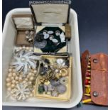 A Tray of mixed jewellery and collectable odds to include white metal Dutch figure, Sterling