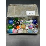 A Collection of antique marbles to include German hand made twist cane marbles.