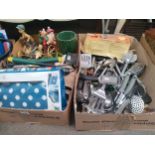 Two boxes of kitchenalia and gardening items etc