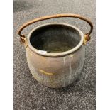 Antique large copper cooking pot with swing handle. [29cm high without handle up]