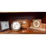 Four various art deco mantel clocks to include Metamec clock within a marble casing and Smiths