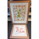Jo Haldane Two Framed watercolours depicting lilies and other flowers, 1996 [105x81cm]