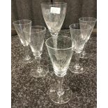 A Lot of five crystal Elizabeth II 1953 Commemorative sherry glasses, Together with a large twist