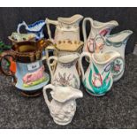 A Collection of Antique porcelain water jugs to include Masons oriental design jug, Royal Doulton