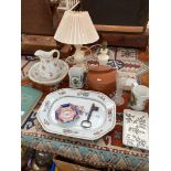 A Collection of odds to include Griselda Hill Pottery pin tray, Antique drinking glass with etched