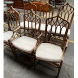 A Lot of four bamboo dining chairs with two matching carver chairs.