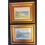 J.Greig A pair of framed watercolours depicting coastal scenes in North Berwick. [33x40cm]