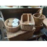 A Selection of wicker baskets and small trunk etc