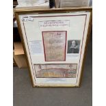 Framed reproduction Shakespeare's in Elizabethan London script etc