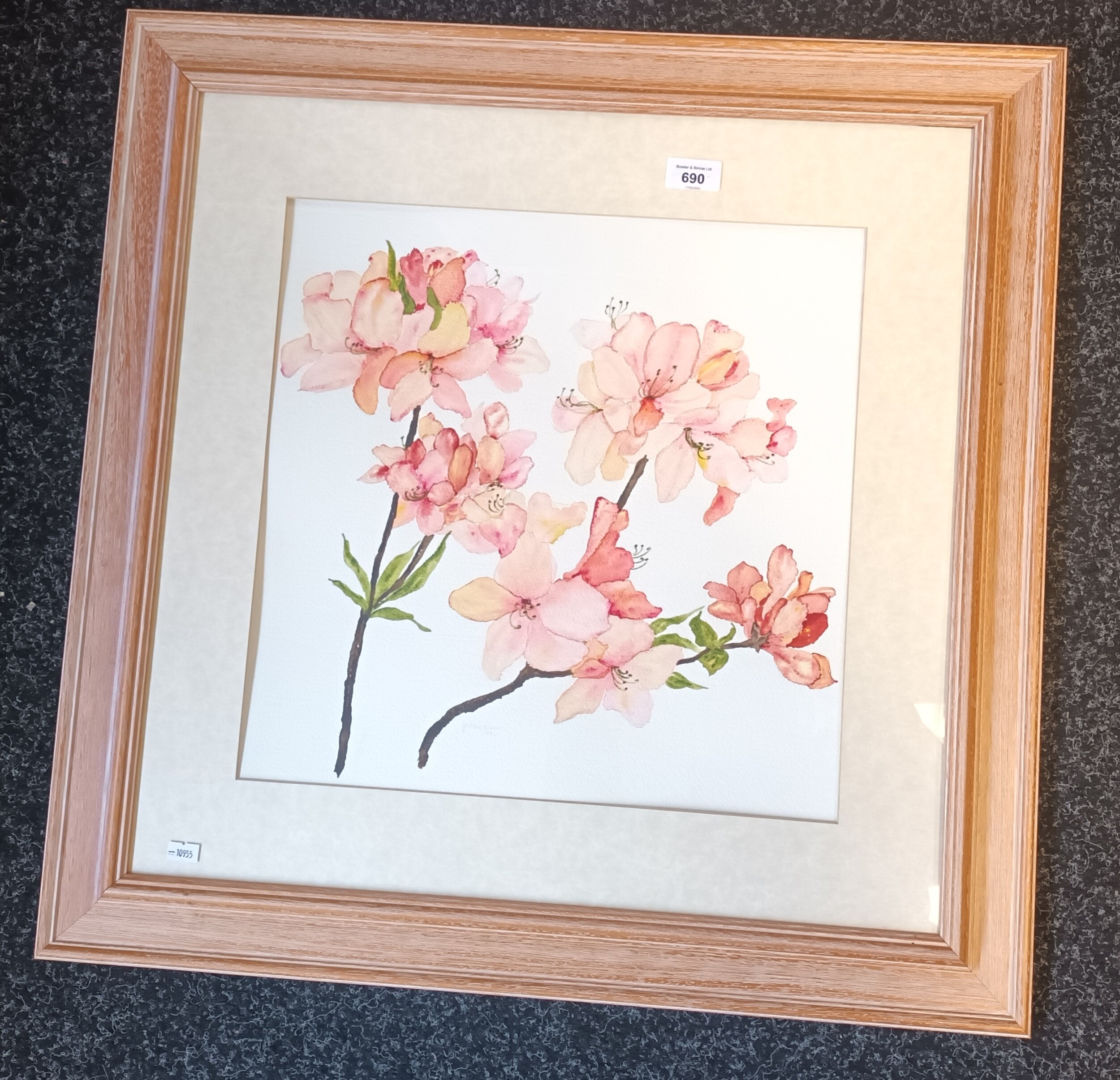 Jo Haldane Two Framed watercolours depicting lilies and other flowers, 1996 [105x81cm] - Image 3 of 4