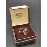 Edinburgh silver and smokey quartz stone ring produced by Ortak- comes with original box. [Ring size