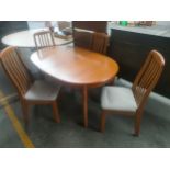 Mid century Malaysia teak table & 4 chairs