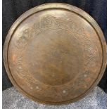 KSIA, Keswick School of Industrial Art large copper arts and crafts tray. [57cm in diameter]