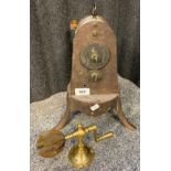 19th century cast iron mechanical clockwork fireplace rotisserie spit jack. In a working