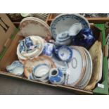 Large box of collectable china includes lustre ware dishes etc