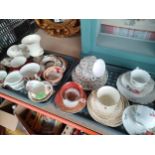 2 Trays of collectables to include royal crown derby cup, crescent cup and saucer etc