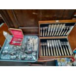 Selection of silver plated cutlery includes boxed canteen