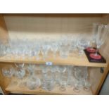 2 Large Shelves of Crystal glasses etc