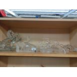 Shelf of Glass animals to include Darlington crystal paperweight animal figures etc