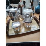 5 Piece piquot ware tea service includes tray