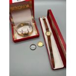 Sekonda 17 jewels watch with box together with a 9ct yellow gold Gradus 17 jewels watch with box.