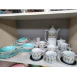 Shelf of Retro tea ware to include Swedish Rorlfrand curtis retro tea service