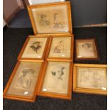 7 Framed prints depicting various people to include The Lady Hobbei, Harry Gulderford Knight,John