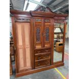 Large Victorian gentlemen wardrobe with fitted drawers