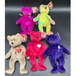 Five various vintage TY Beanie Babies to include, Princess, Peace, Millennium, Valentina and 1999