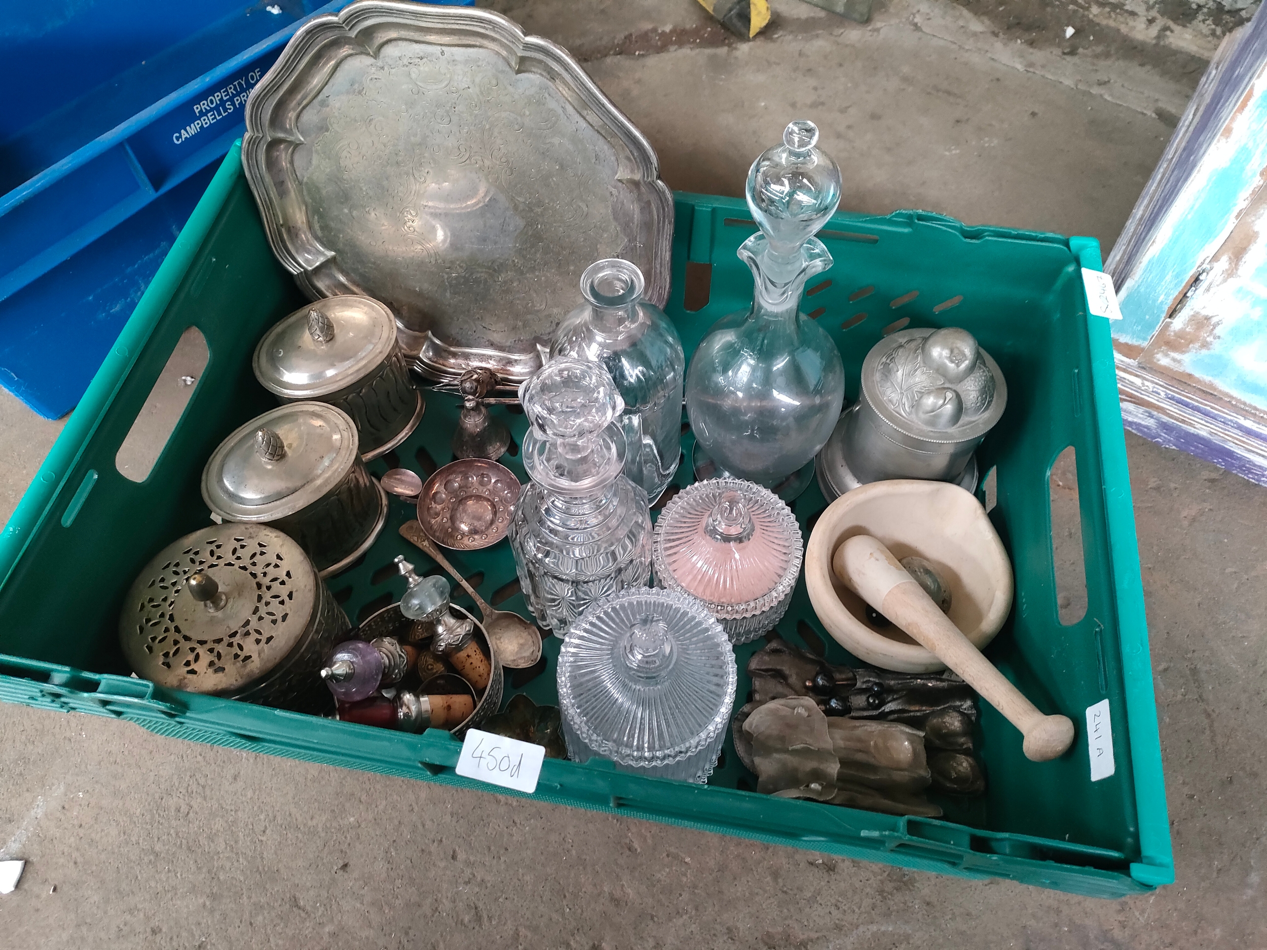 Box of silver plated wares & glass wares