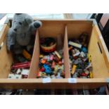 Large crate of Playworn cars etc