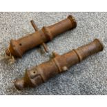 Two small antique 18th/ 19th century firing canons. [29cm in length]