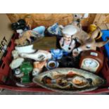 A Large crate of collectables includes studio pottery , deer figures etc