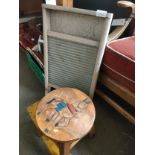 Vintage classick washboard together with stool