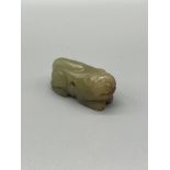 18th/ 19th century Chinese jade sculpture of a dog. [4cm in length]