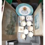 Box of Royal memorabilia to include mugs, plate and box. Along with two