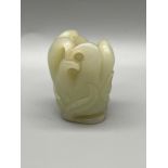 Antique Chinese pale green jade cup sculpture. [5.5cm high]