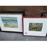 Signed Russell flint print together with limited edition bear print
