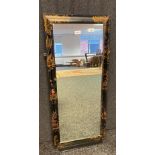 Rectangular wooden mirror with hand painted Japanese design throughout [100x45cm] mirror