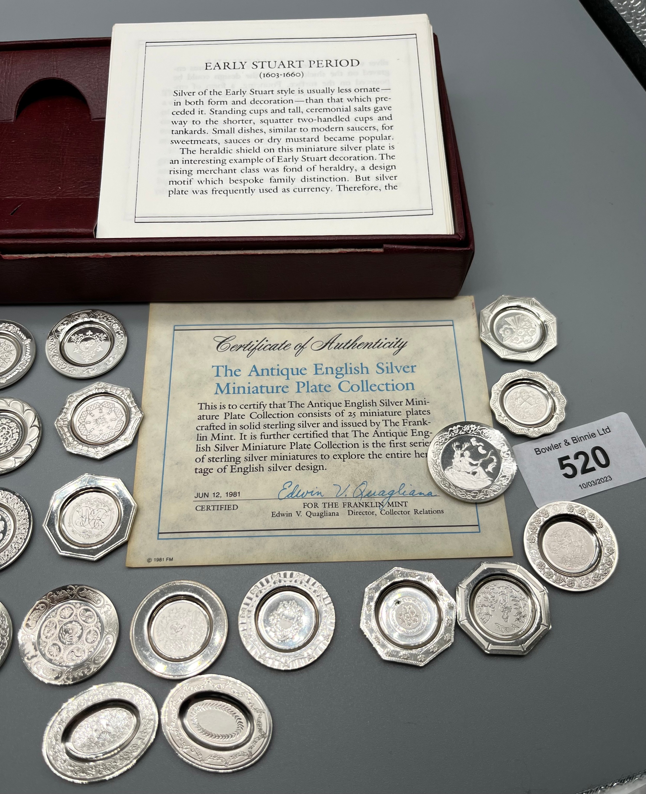 A Set of 26 solid silver miniature plate collection, comes with certificate and cards. - Image 3 of 3