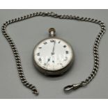 Antique Birmingham Silver gents pocket watch together with a silver Albert Chain. [Pocket watch in a
