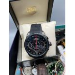 A Box of jewellery and watches also includes a replica Tag Heuer SLS gent's watch and box.