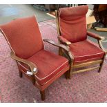 A Lot of two vintage Parker Knoll arm chairs.