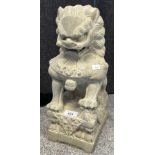Antique Chinese hand carved stone foo dog sculpture [38cm high]