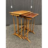 A Nest of three antique Gillows Lancaster mahogany side tables. Impress Initials to the base of