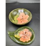 Moorcroft Hibiscus pattern Bowl together with ashtray