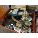 A Large crate of collectables vintage style Motorcyle picture, clocks, etc