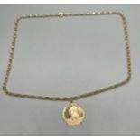 9ct yellow gold belcher chain together with a 9ct yellow gold St Christopher Pendant. [9.01grams]