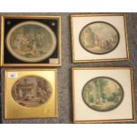 Four 19th Century coloured prints depicting various scenes.
